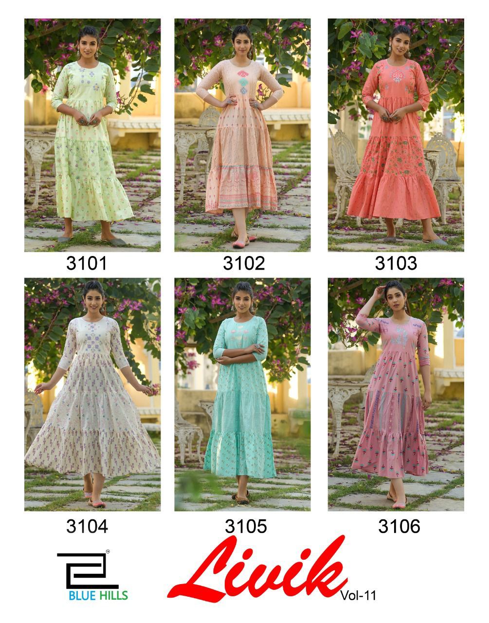 Blue Hills Livik 11 Heavy Cotton Fancy Festive Wear Designer Anarkali Kurti Collection